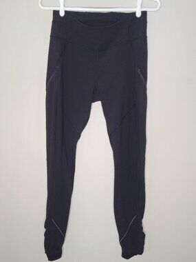 Lululemon Black Ruched Ankle Pocketed Tights Size 8